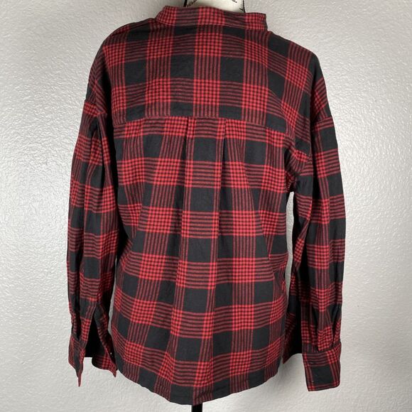 Banana Republic Sz M Long-Sleeve Piazza Flannel Shirt Button-Down Red Plaid - Picture 5 of 11